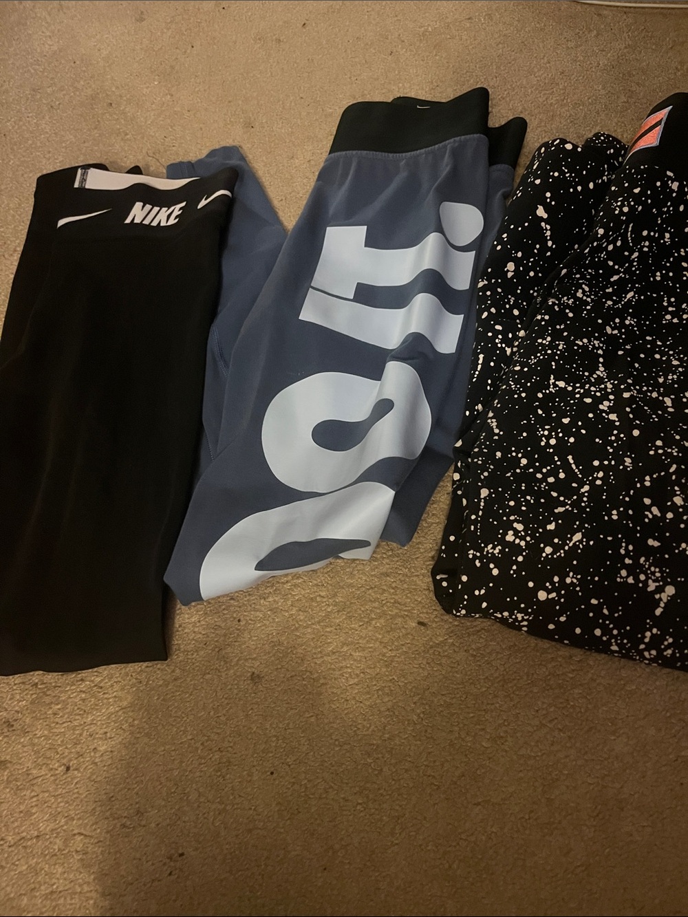 Nike Women Black and Blue Logo Leggings Set